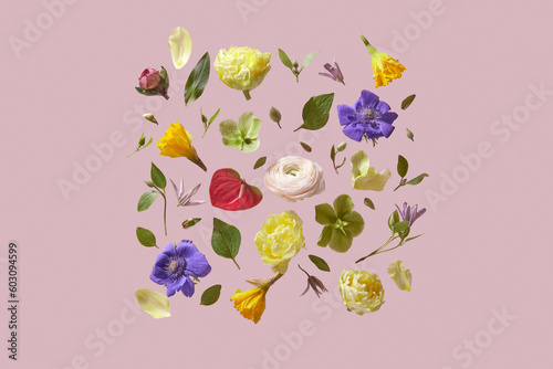 Gorgeous blossoms in square floral pattern.