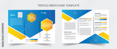 Business Brochure Template in Tri Fold Layout. Corporate Design Leaflet with minimal design template in a4.