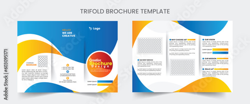 Business Brochure Template in Tri Fold Layout. Corporate Design Leaflet with minimal design template in a4.