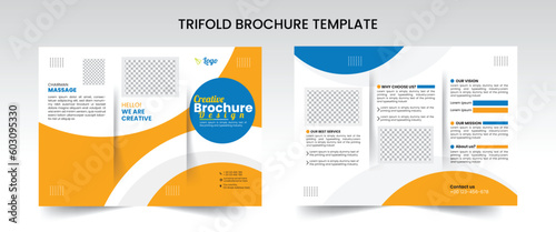 Business Brochure Template in Tri Fold Layout. Corporate Design Leaflet with minimal design template in a4.