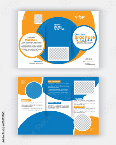 Business Brochure Template in Tri Fold Layout. Corporate Design Leaflet with minimal design template in a4.