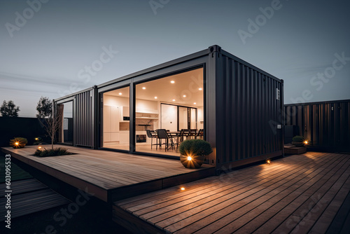 Obraz na płótnie Modern house - Container - Illustration created with generative ai w salonie