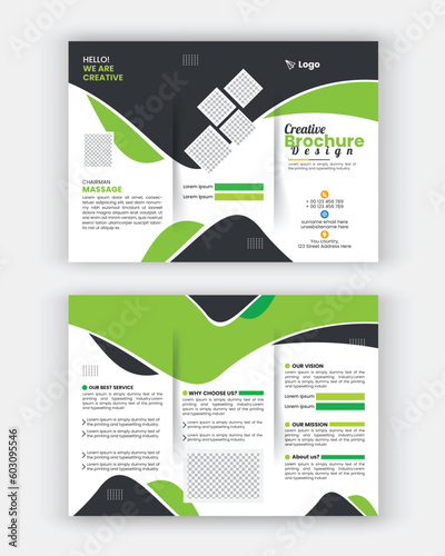 Business Brochure Template in Tri Fold Layout. Corporate Design Leaflet with minimal design template in a4.