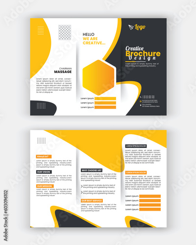 Business Brochure Template in Tri Fold Layout. Corporate Design Leaflet with minimal design template in a4.