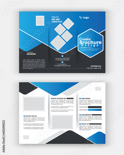 Business Brochure Template in Tri Fold Layout. Corporate Design Leaflet with minimal design template in a4.