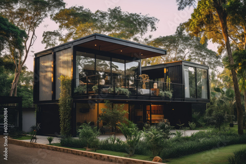 Modern house - Container - Illustration created with generative ai