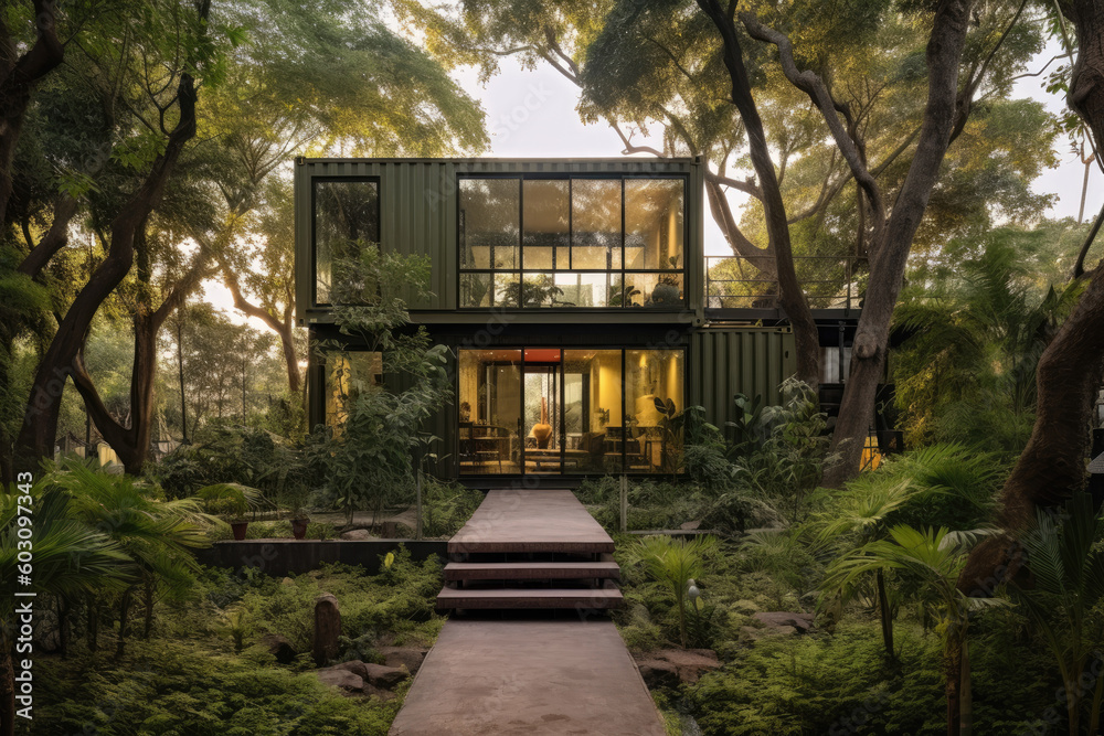Modern house - Container - Illustration created with generative ai