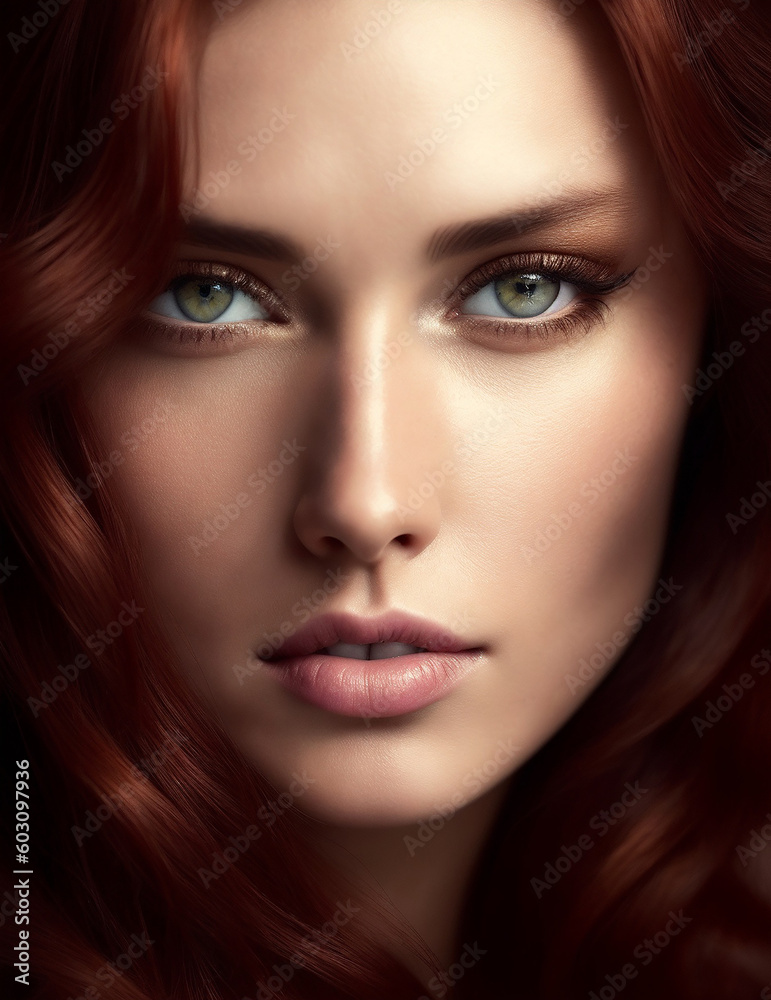 Portrait einer rothaarigen jungen Frau mit langem Haar