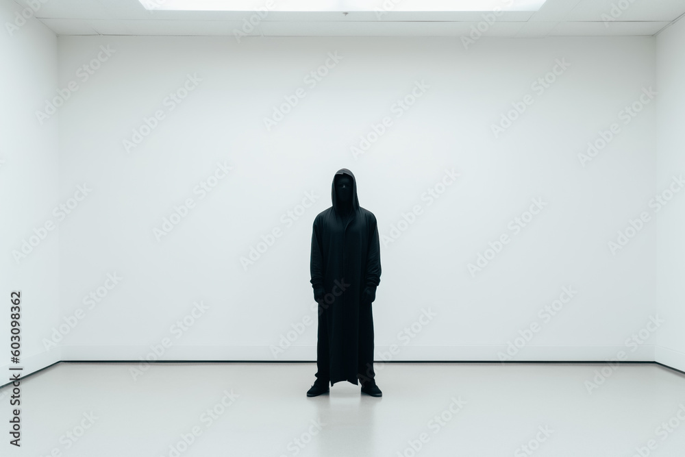 Minimalism, a man completely in black Minimalism, a man completely in black