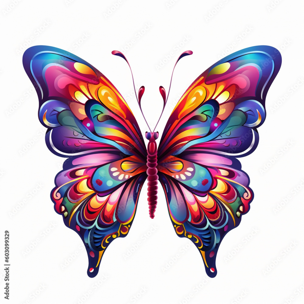 Colorful butterfly in a whitebackground Colorful butterfly in a whitebackground