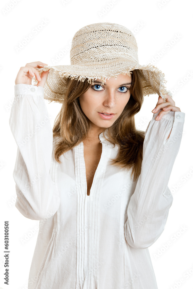Portrait of a beautiful and attractive young woman isolated on white Portrait of a beautiful and attractive young woman isolated on white