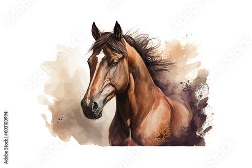 Watercolor horse. Vector illustration desing.