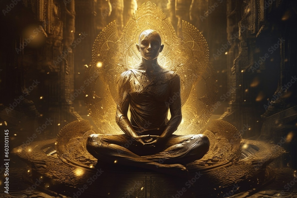 meditation yoga pose aura silhouette spiritual peace energy chakra zen. Generative AI. meditation yoga pose aura silhouette spiritual peace energy chakra zen. Generative AI.