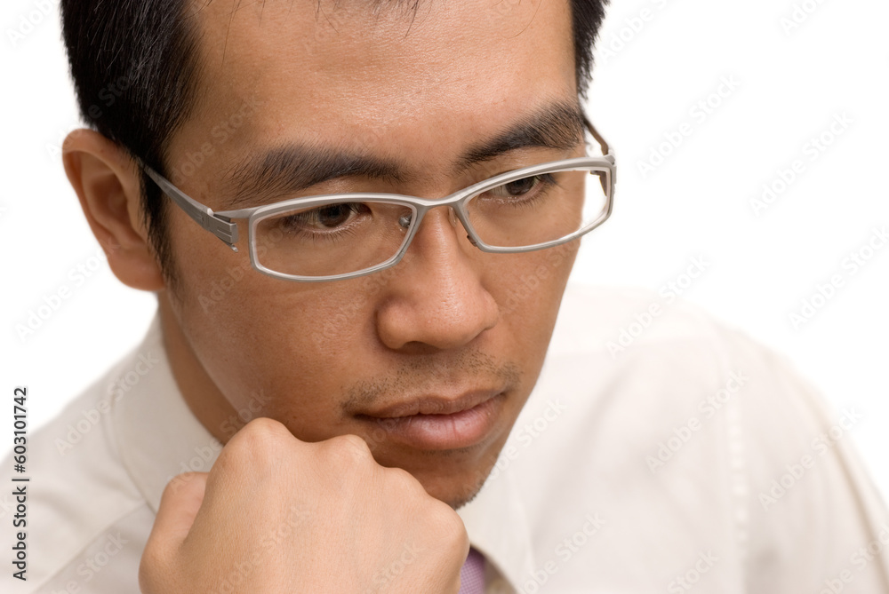 Business man of Asia think on white background. Business man of Asia think on white background.