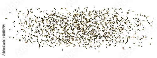 Glittering golden confetti png. Glittering golden confetti falls from above on transparent background. Celebrate festivals.