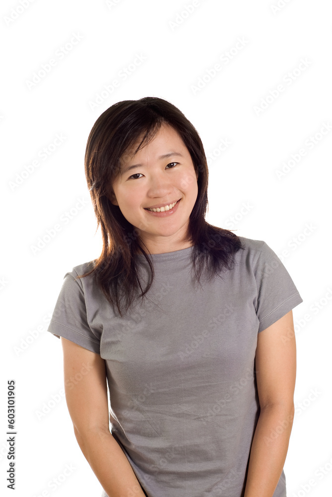 Happy smile sport woman of Asian on white background. Happy smile sport woman of Asian on white background.