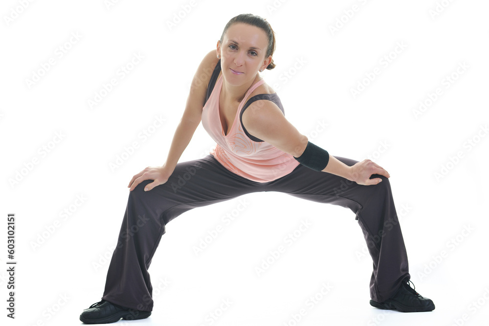 young healthy woman exercise fitness isolated on white young healthy woman exercise fitness isolated on white