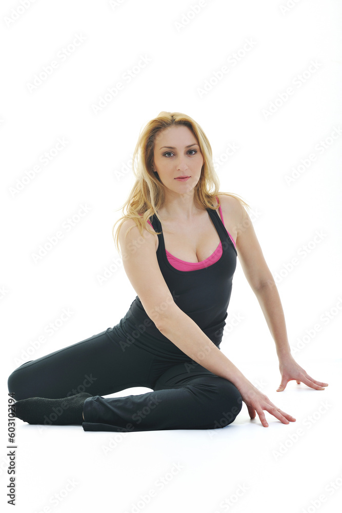 young healthy woman exercise fitness isolated on white young healthy woman exercise fitness isolated on white