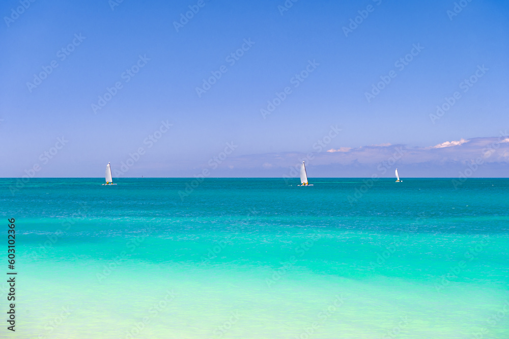 seascape summer nature at vacation with yacht. seascape summer nature with turquoise water. photo of seascape summer nature. seascape summer nature with horizon.