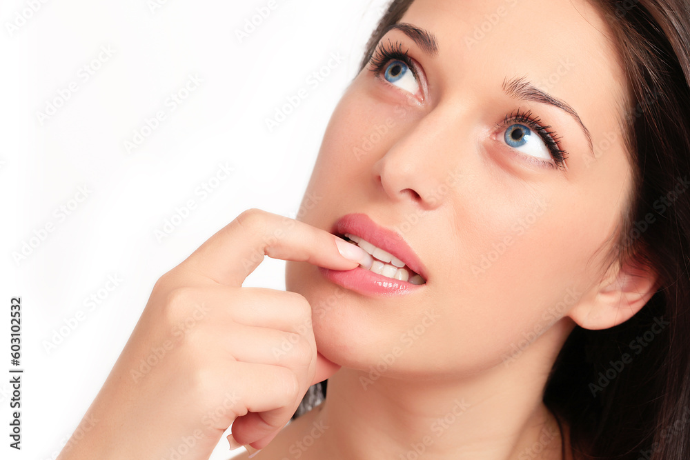 Portrait of a beautiful caucasian young woman with beautiful blue eyes Portrait of a beautiful caucasian young woman with beautiful blue eyes