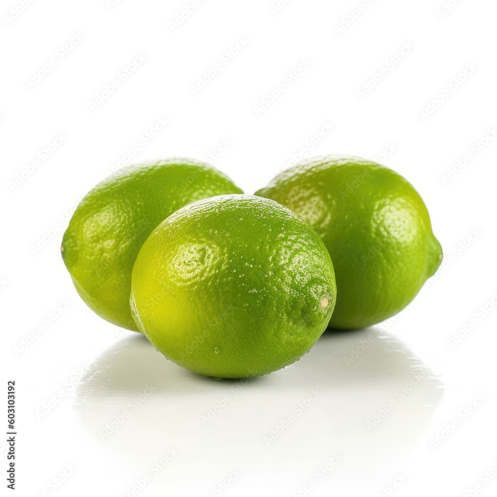 Limes isolated on white background (generative AI) Limes isolated on white background (generative AI)