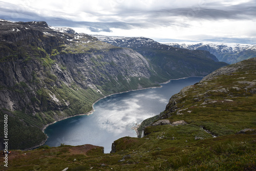 trolltunge of Norway. Mountain and fjord views