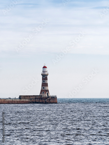 Roker pier and lighthouse with copy space at Sunderland, UK