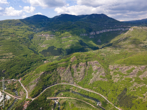 Aerial view of iskar gorge near village of Bov, Bulgaria photo