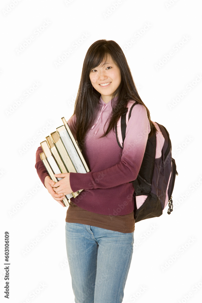 Portrait of Asian tenn getting ready for school Portrait of Asian tenn getting ready for school