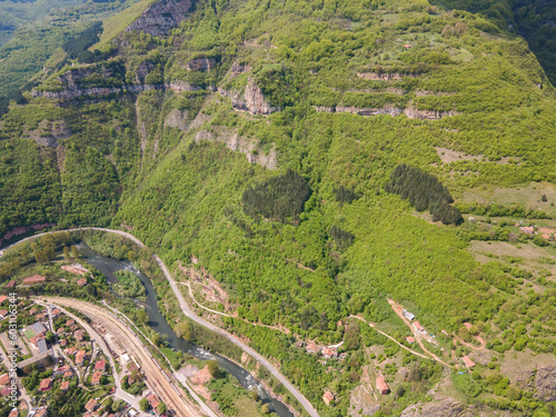 Aerial view of iskar gorge near village of Bov, Bulgaria photo