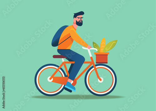person riding a bicycle flat illustration