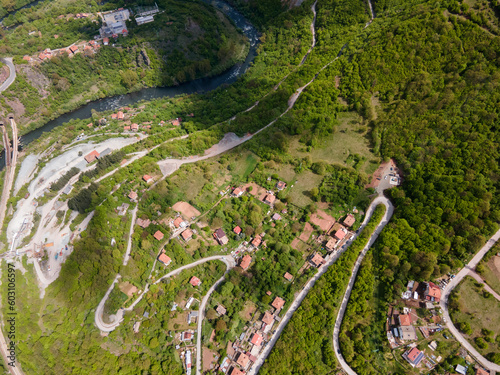 Aerial view of iskar gorge near village of Bov, Bulgaria photo