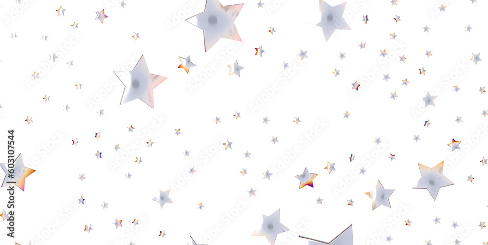 Abstract pattern of random falling silver stars on transparent background. - png transparent