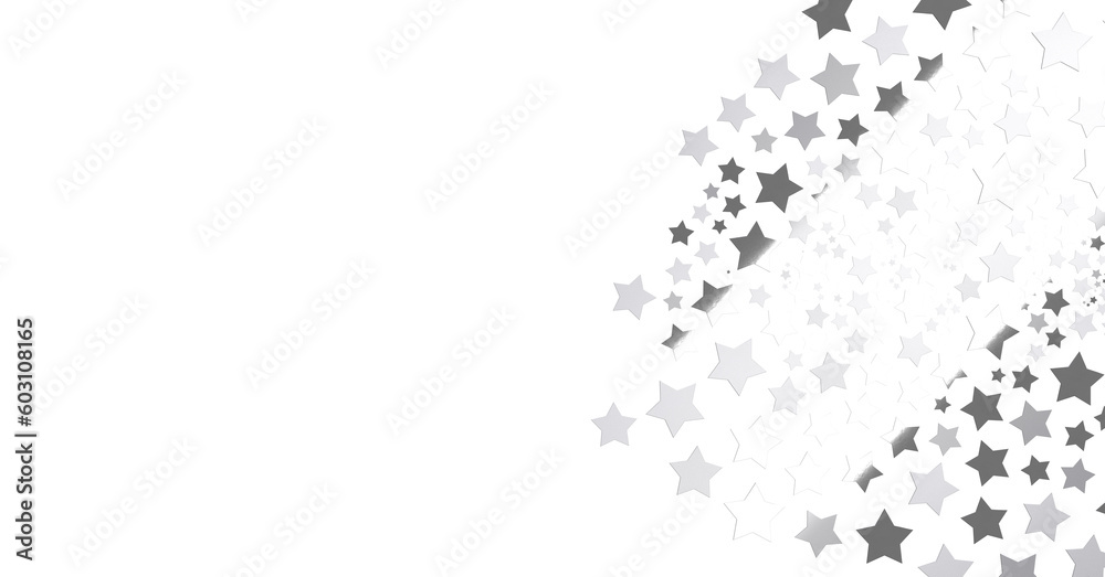 Silver stars falling from the sky. Abstract arc background. Glitter pattern for banner. - png transparent