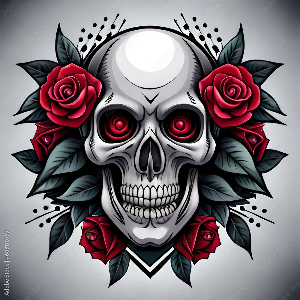 Fototapeta premium skull with roses