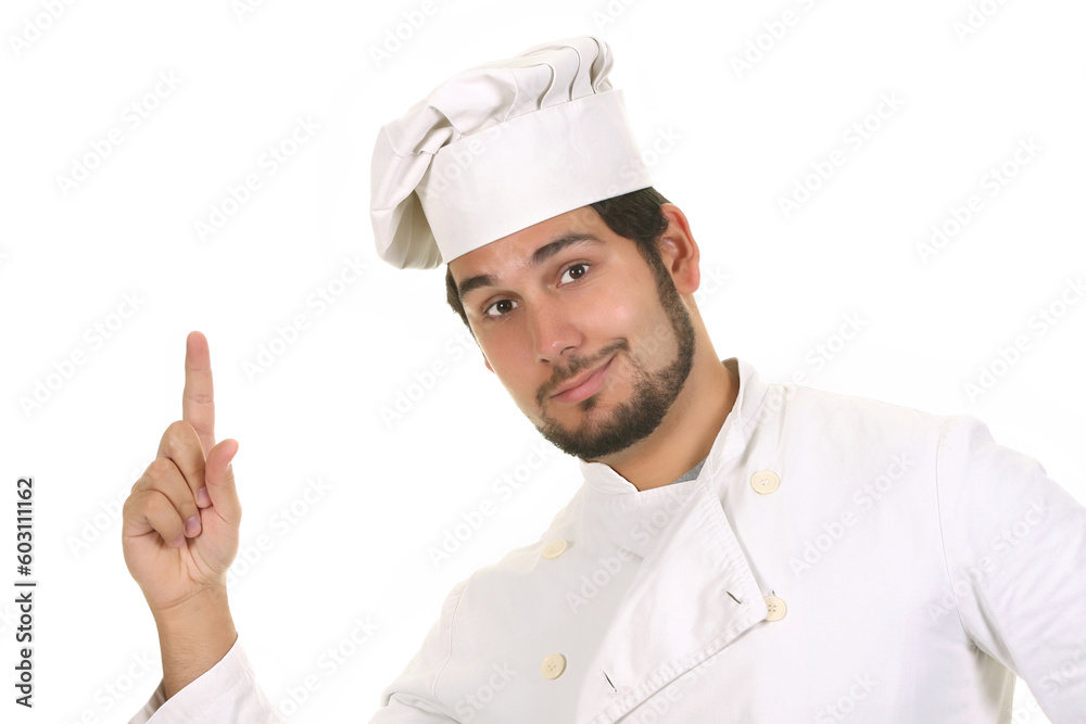 young chef on white background
