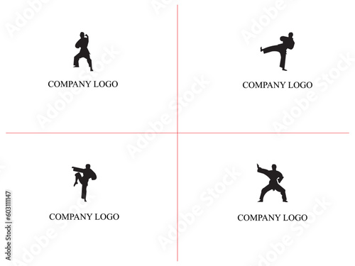 Karate player vector design and illustration. karate silhouettes. Vector set of karate fighting players in various poses. 