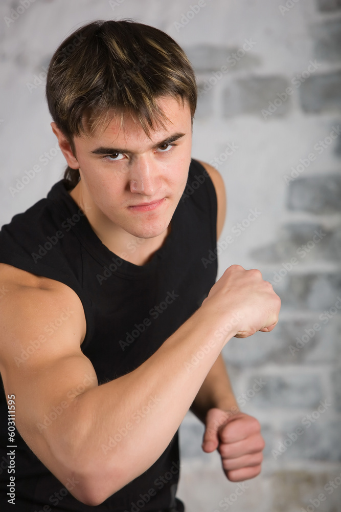 Young adult boy make hit Young adult boy make hit