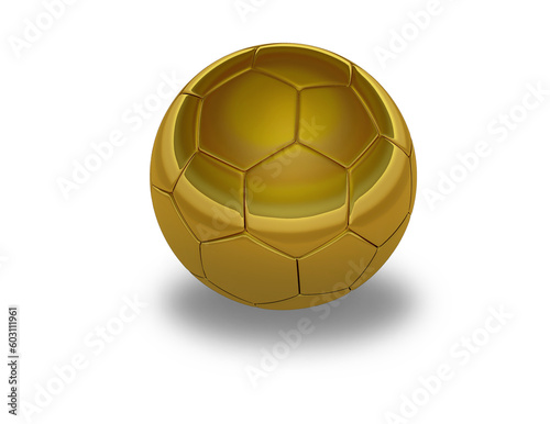 Gold Metal Soccer ball on white background