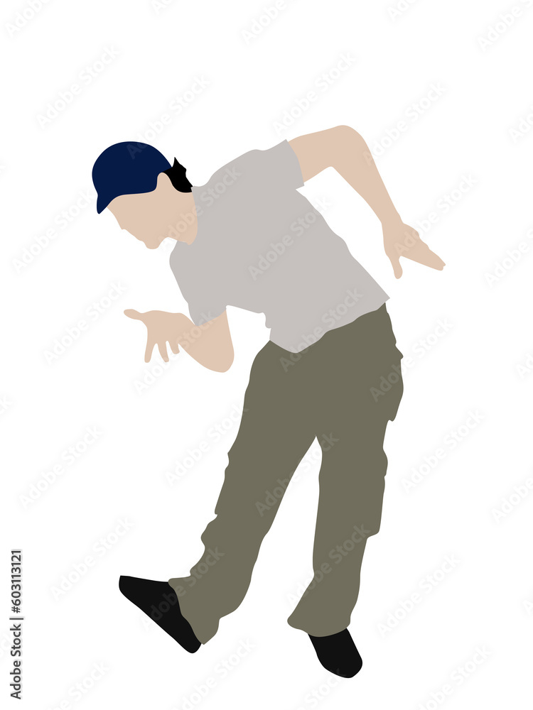 bending man with cap on isolated background bending man with cap on isolated background