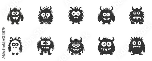 Monster icon set. Vector illustration.