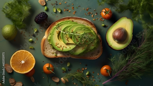 Delicious Avocado toast. Generative AI photo