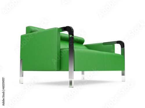 isolated green sofa over white background