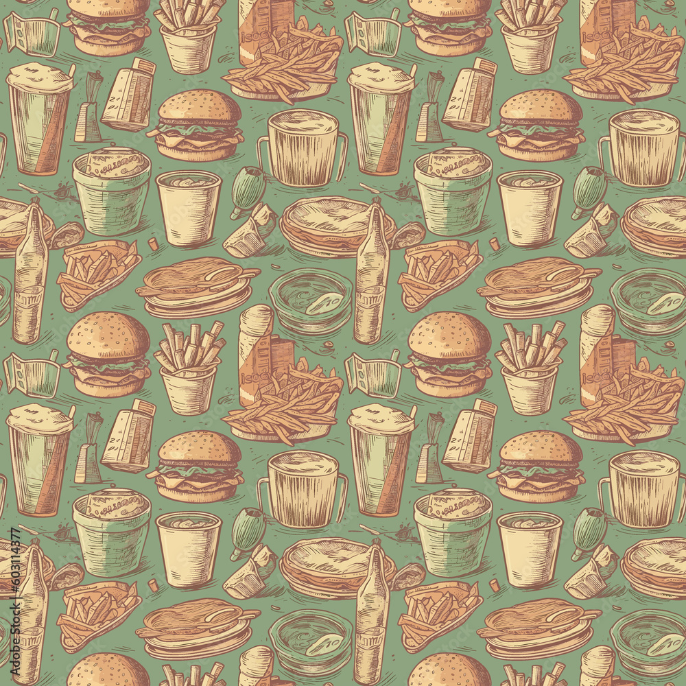 Fast Food Seamless Pattern Fast Food Seamless Pattern