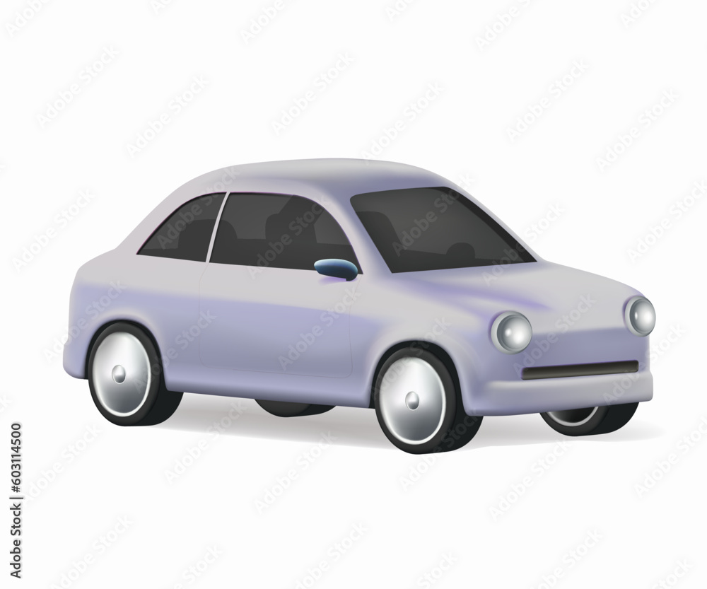 3D car icon, Car vector template on white background. Business sedan isolated. Vector illustration. Electrified future
