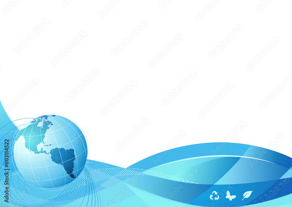 Vector illustration of blue abstract lines background - composition of curved lines and globe Vector illustration of blue abstract lines background - composition of curved lines and globe