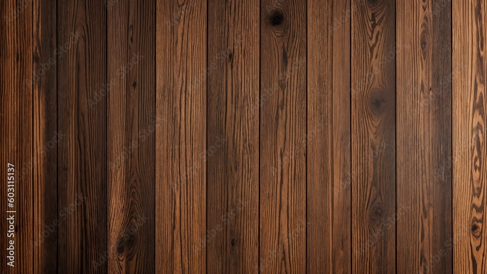 Wooden texture wall with a black background and a pattern of brown wood flooring on it.AI illustration