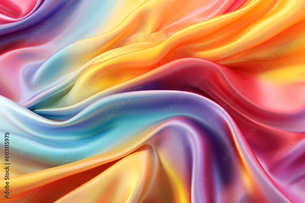 Fototapeta premium Rainbow Wavy Soft Satin Background for Creative Designs, Generative AI