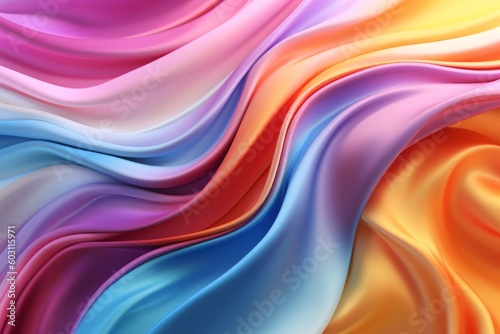 Rainbow Wavy Soft Satin Background for Creative Designs, Generative AI