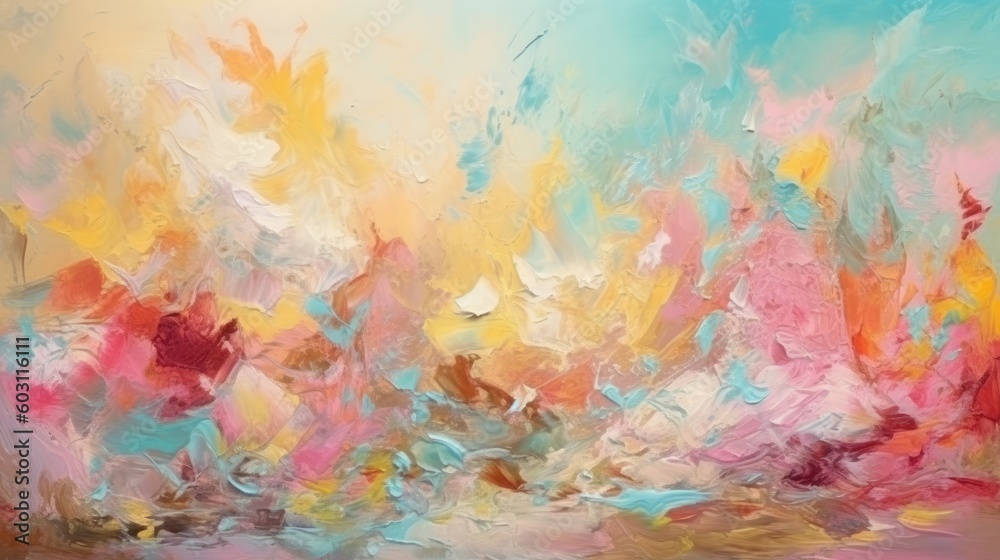 Fototapeta premium An oil paint texture with abstract pastel colors in the background. (Generative AI)